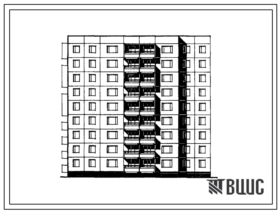 Типовой проект 97-0242м.86 Девятиэтажная блок-секция торцевая угловая левая на 36 квартир. Для строительства в городах и поселках городского типа