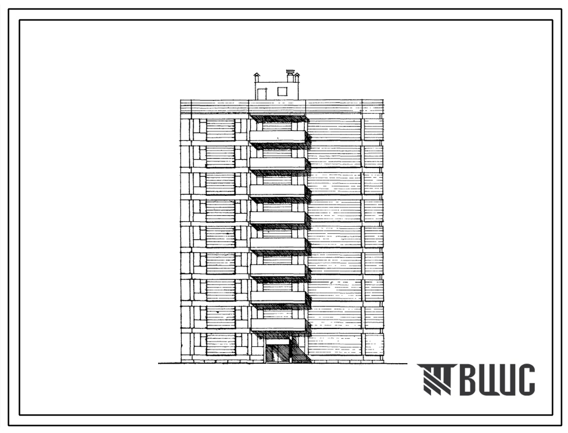 Типовой проект 111-06С Блок-секция торцевая правая на 27 квартир каркасно-панельных 9-этажных жилых домов (однокомнатных 1Б-9, двухкомнатных 2А-9, трехкомнатных 3А-1, четырехкомнатных 4Б-8). Для строительства в 4 климатическом районе Армянской ССР сейсмич