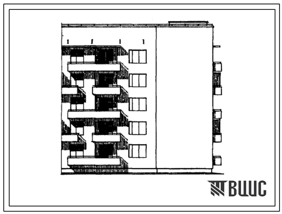 Типовой проект 67-014с/1 Пятиэтажная блок-секция на 15 квартир угловая (Т-образная) 2Б.2Б.2Б, правая