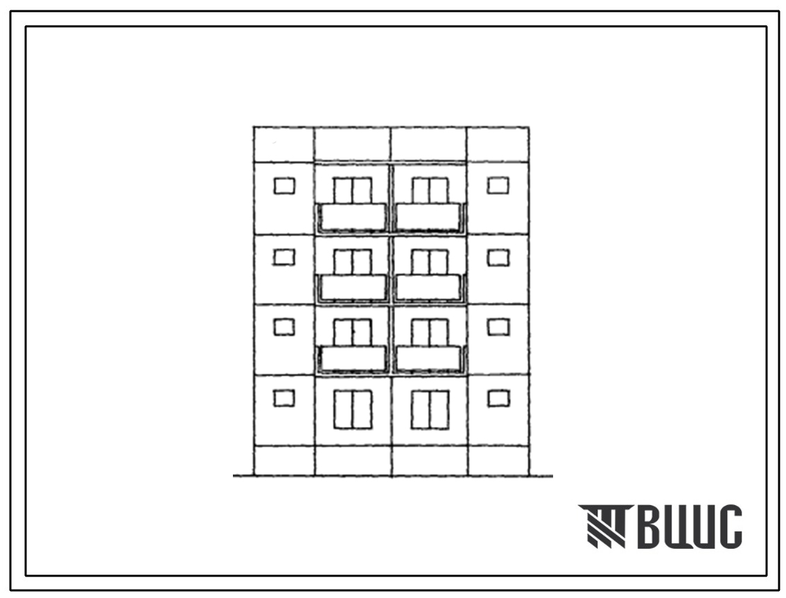 Типовой проект 127-042с/1 Четырехэтажная блок-вставка  крупнопанельная поворотная на 16 комнат (8 ячеек)