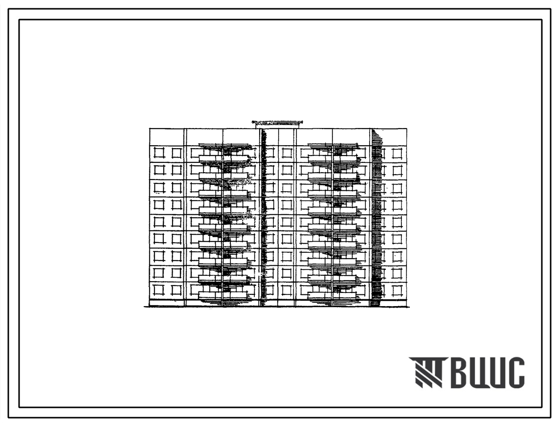 Типовой проект 83-037/1.2 Девятиэтажная 72-квартирная блок-секция 1Б.1Б.2Б.2Б.3Б.3Б.3Б.3Б. рядовая с торцевыми окончаниями меридиональной ориентации.