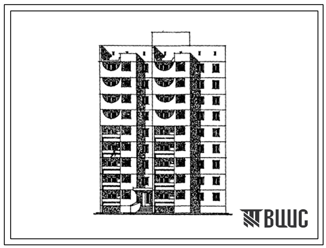 Типовой проект 149-012с.86 Блок-секция 9-этажная 36-квартирная рядовая 4Б-1Б-2Б-2Б
