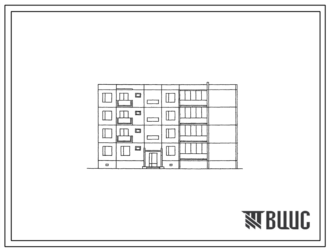 Типовой проект 127-010С Четырехэтажная крупнопанельная блок-секция правая на 12 квартир (двухкомнатных 2Б-8, четырехкомнатных 4Б-4). ). Для строительства в 4 климатическом районе Грузинской ССР с сейсмичностью 7 баллов.