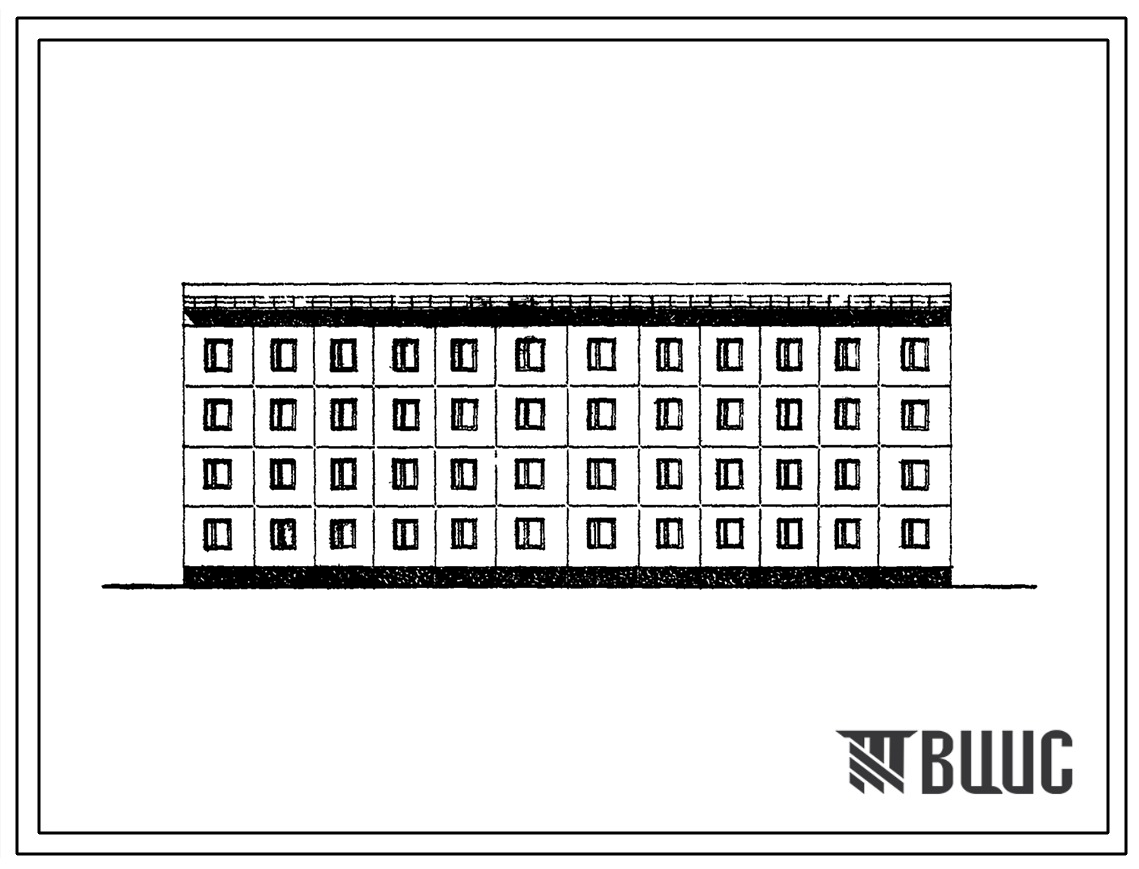 Типовой проект 76-078сп/1.2 Блок-секция четырехэтажная 16-квартирная рядовая 5Б.4Б.-4Б.5Б. (с шагами поперечных стен 3,0 и 3,6 м).