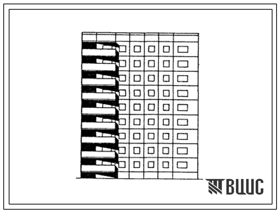 Типовой проект 121-0151.13.87 9-этажная торцевая правая блок-секция на 36 квартир 2.2.2.3 для строительства в Оренбургской области