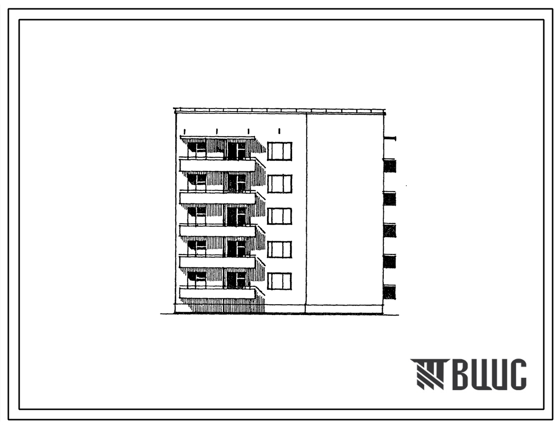 Фасады Типовой проект 67-029.87 Пятиэтажная блок-секция угловая на 16 квартир 2Б, 2Б, 2Б (правая)