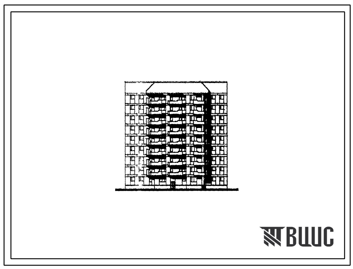 Фасады Типовой проект 123-025м Блок-секция девятиэтажная 44-квартирная торцевая левая 1Б.2Б.3А.3А.3Б.