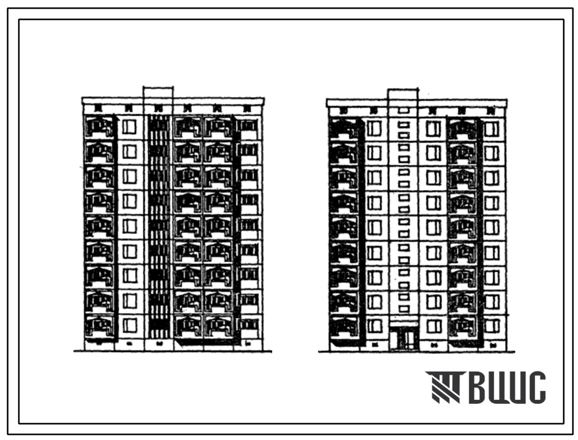 Типовой проект 150-012с.13.86 Блок-секция 9-этажная 18-квартирная рядовая 3Б.5Б (для Азербайджанской ССР)