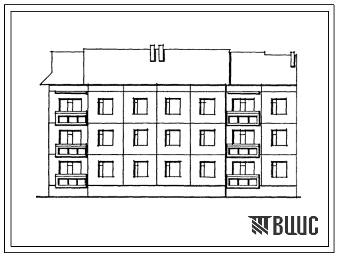 Типовой проект 192-08.88 Трехэтажная блок-секция торцевая левая на 12 квартир. Для строительства в городах и поселках городского типа