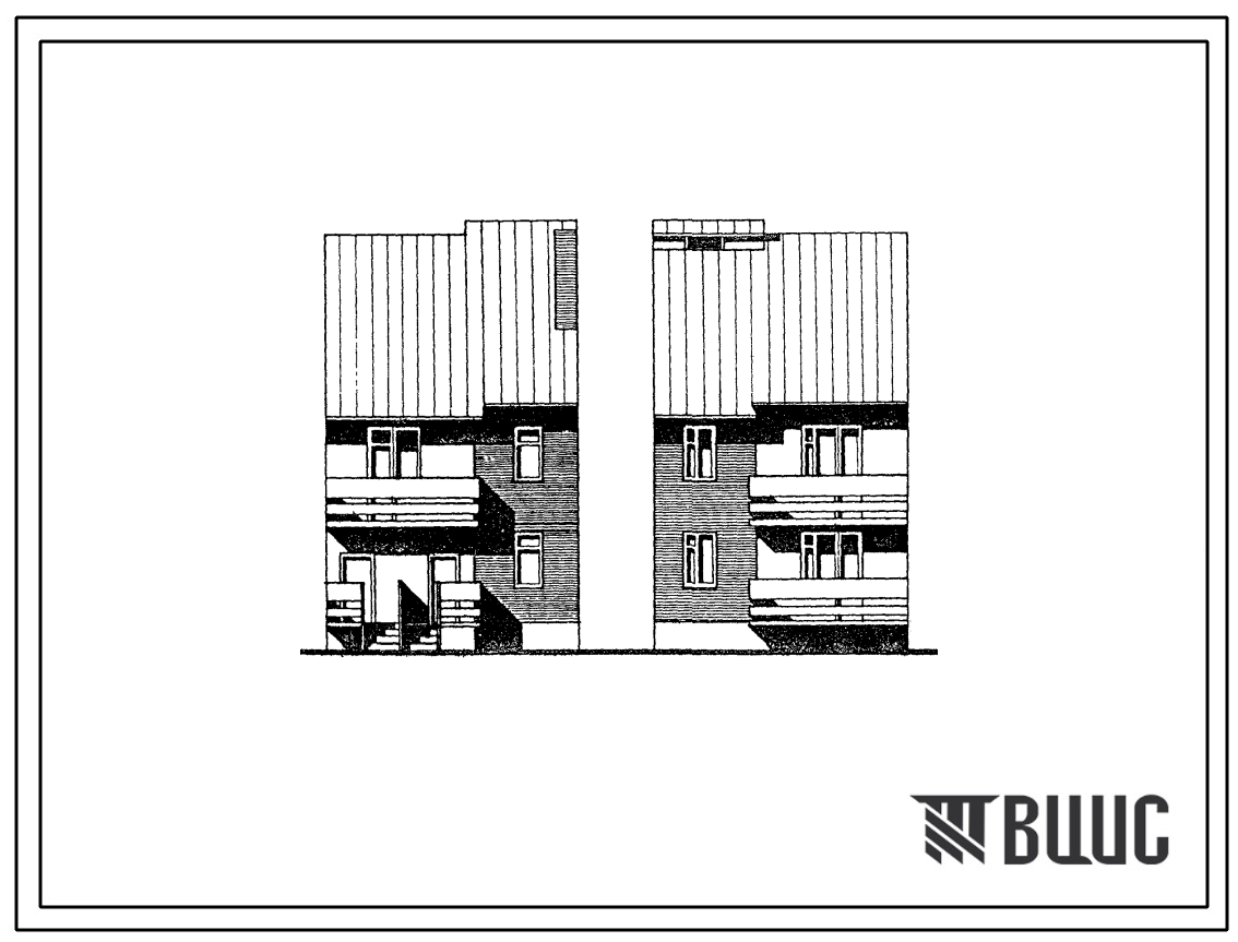 Типовой проект 204-031.86 Блок-секция на 2 квартиры (двухкомнатных 2Б – 1, трехкомнатных 3Б – 1). Общая площадь 116 м2 (СТЕНЫ ИЗ КИРПИЧА, Перекрытия железобетонные. Полное инженерное благоустройство. Двухэтажные, Четырехэтажные. Для строительства на вечно