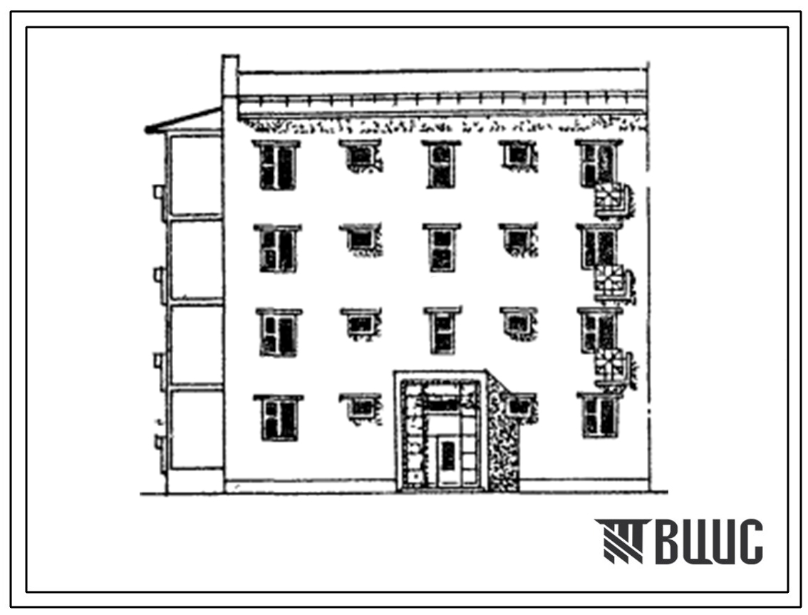 Типовой проект 77-0116сп.86 Блок-секция 4-этажная 8-квартирная 2Б-3А торцовая левая