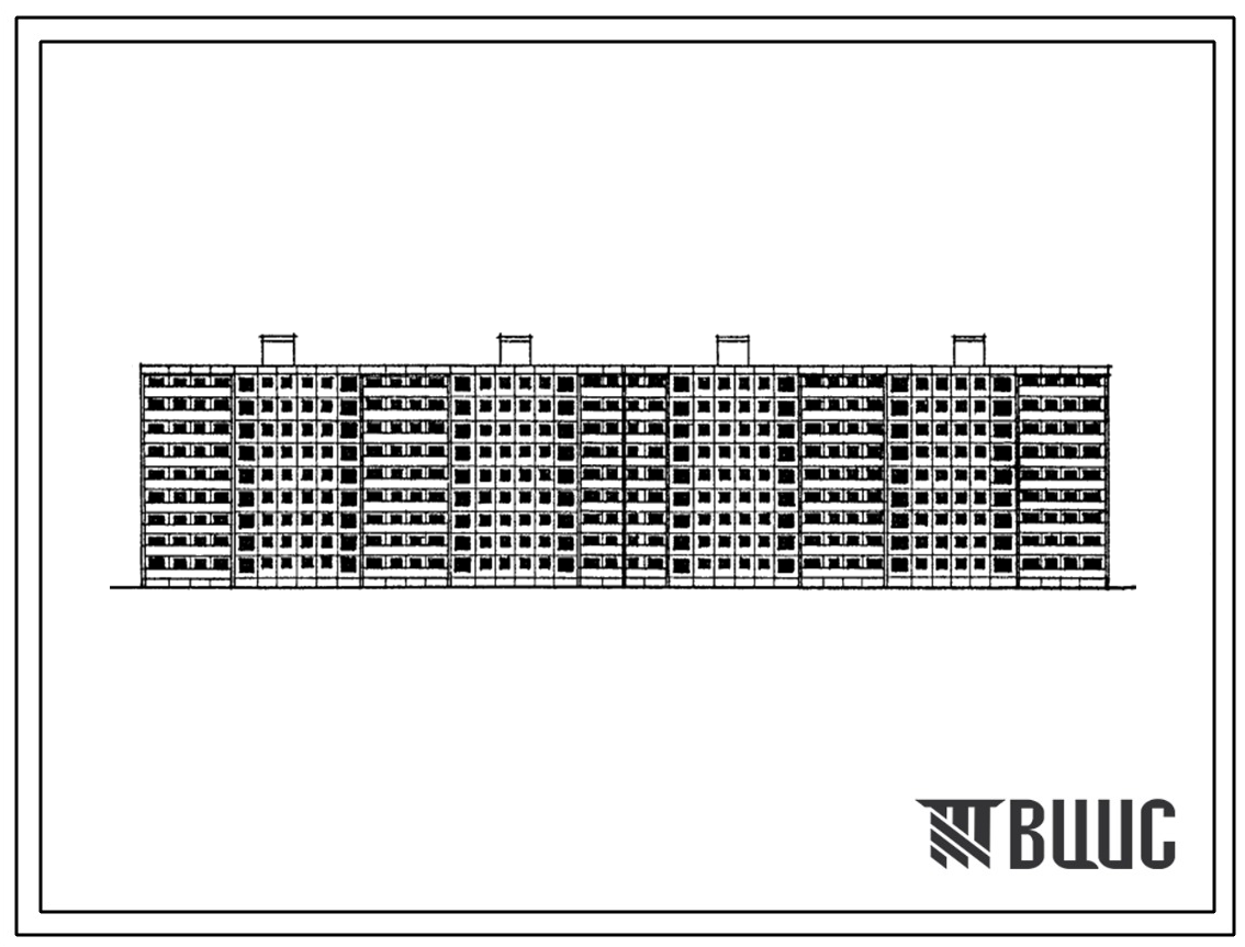 Типовой проект 1-464Д-86  Девятиэтажный четырехсекционный крупнопанельный жилой дом на 216 квартир.