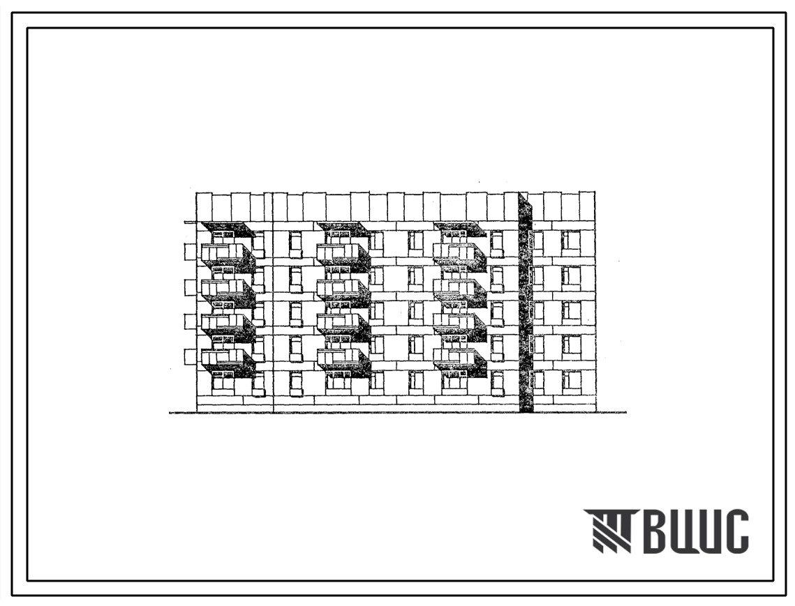 Типовой проект 174-08с.85 Блок-секция 5-этажная 2-секционная 35-квартирная торцовая 1А.1А.1Б.2Б-1Б.2Б.3А