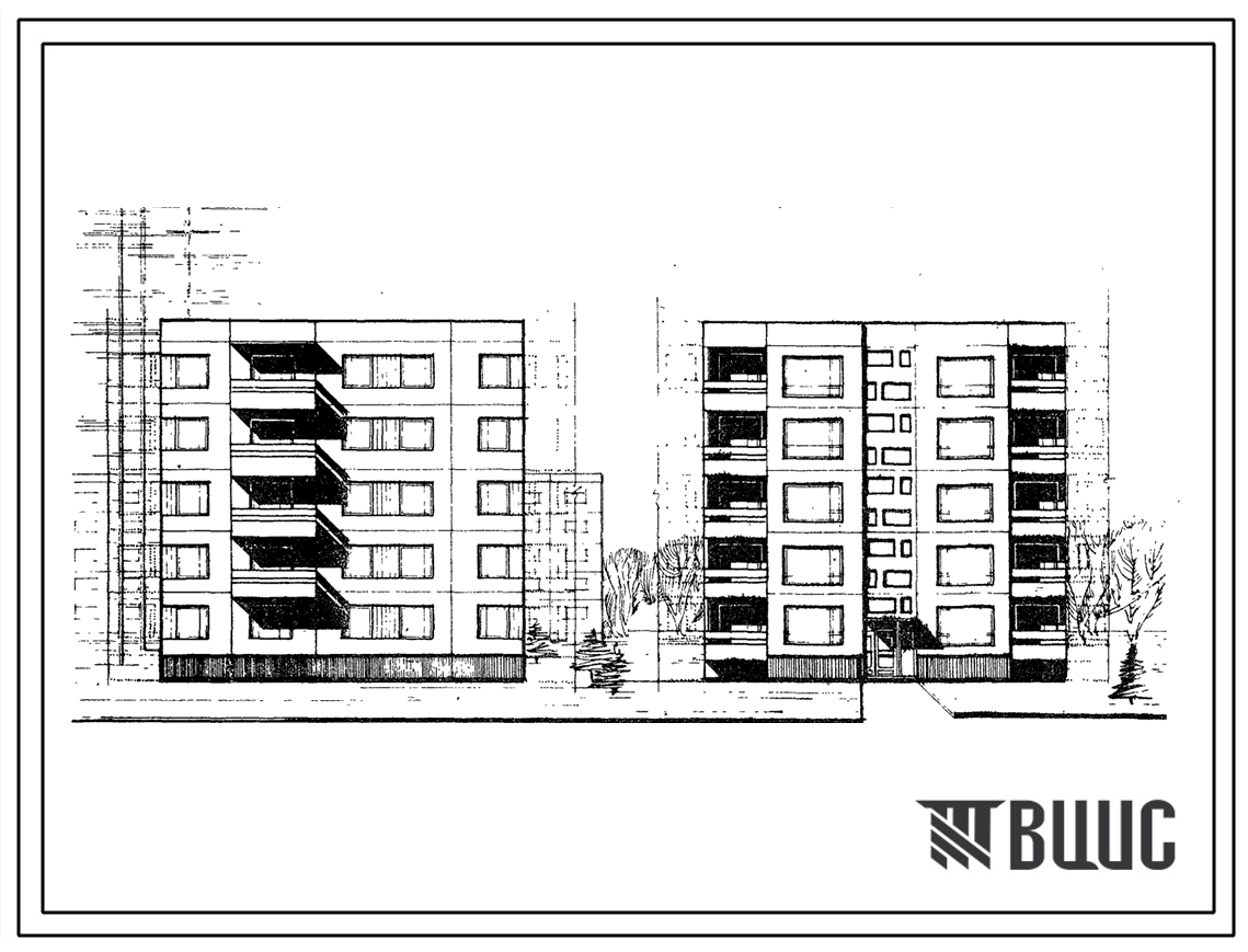 Типовой проект 99-06 Блок-секция пятиэтажного дома рядовая левая на 15 квартир (двухкомнатных 2А-5, двухкомнатных 2Б-10). Для строительства во 2 и 3 климатических районах и 1В климатическом подрайоне.