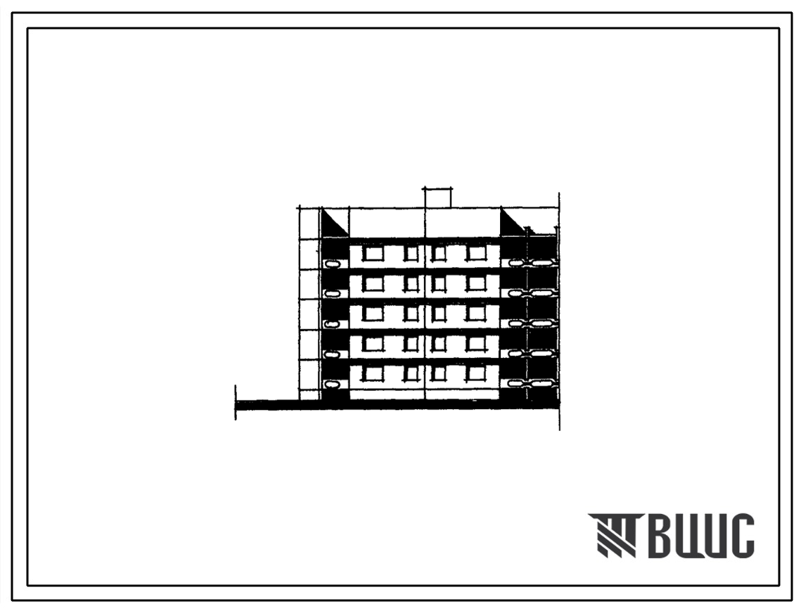 Типовой проект 152-04/1 5 этажная торцевая блок-секция на 20 квартир 2Б-2Б-2Б-3Б (правая)