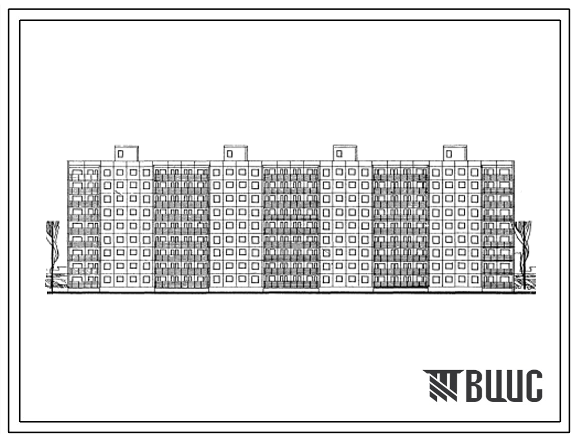 Типовой проект 1-464Д-97  Девятиэтажный четырехсекционный дом на 144 квартиры (двухкомнатных  54, трехкомнатных  90). Для строительства во II и III строительно-климатических зонах.