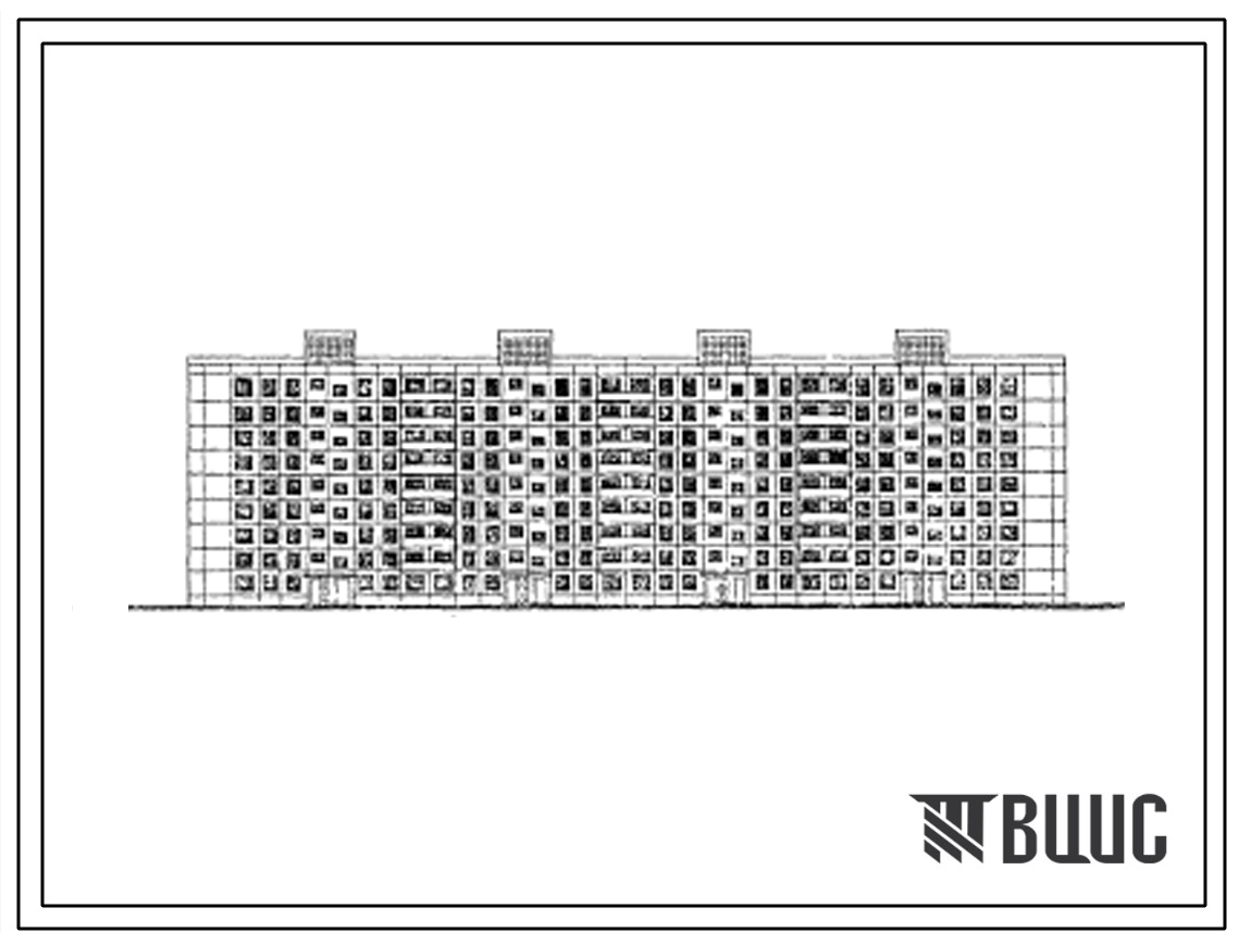 Типовой проект 1-464ДС-43  Девятиэтажный четырехсекционный крупнопанельный жилой дом на 144 квартиры (двухкомнатных -54, трехкомнатных  54, четырехкомнатных  18, пятикомнатных  18).