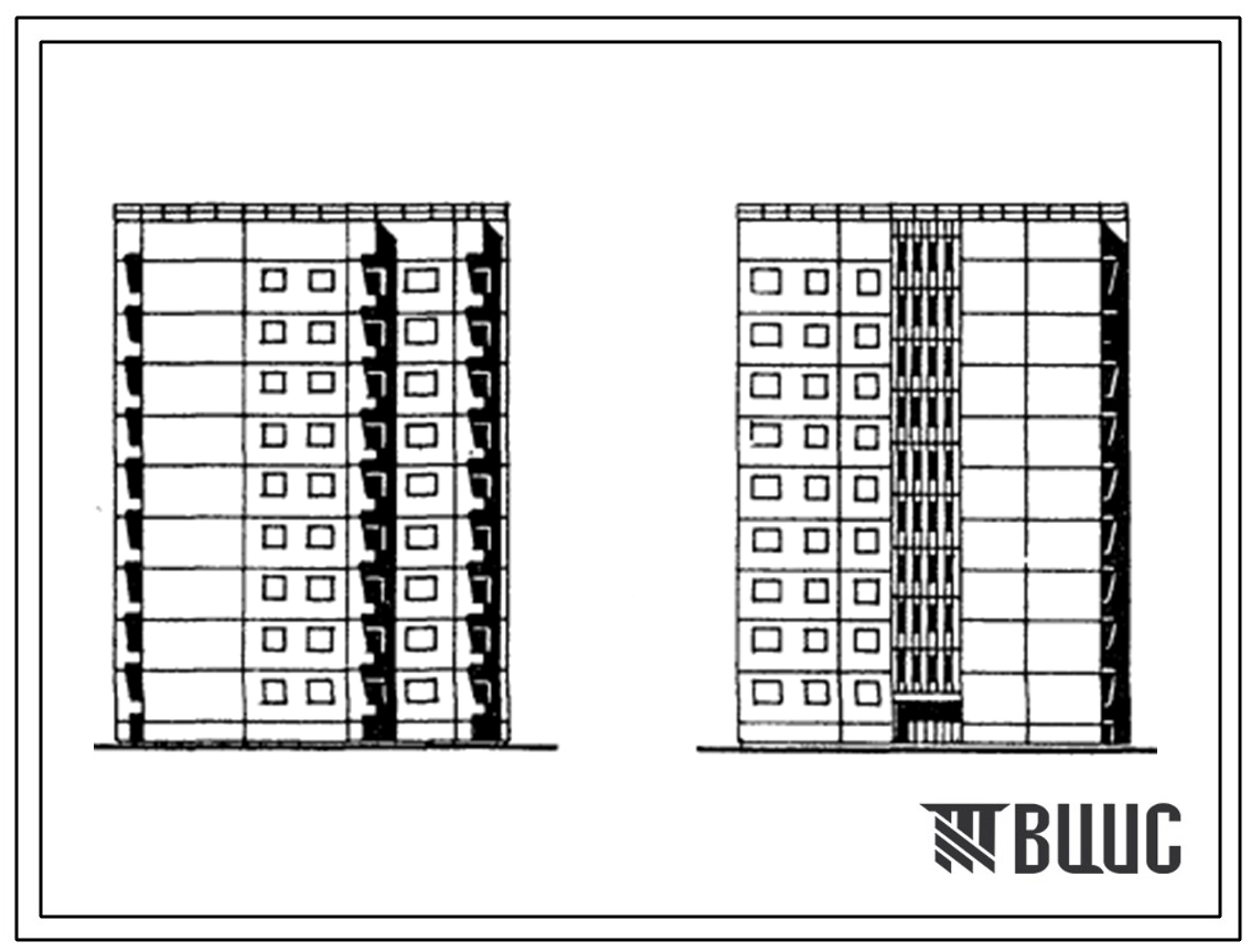 Типовой проект 93-053.13.86 Блок-секция 9-этажная 36-квартирная угловая левая 2Б-3Б-3Б-4Б (для строительства в г. Мурманске и Мурмаской области)
