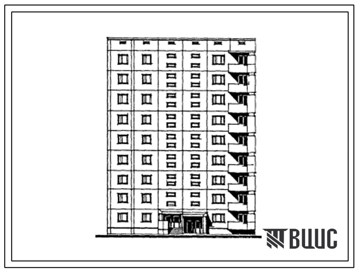 Типовой проект 122-077см.13.86 Блок-секция торцевая правая 9-этажная 27-квартирная 1Б-3Б-3Б (для строительства в г. Магадане и Магаданской области)