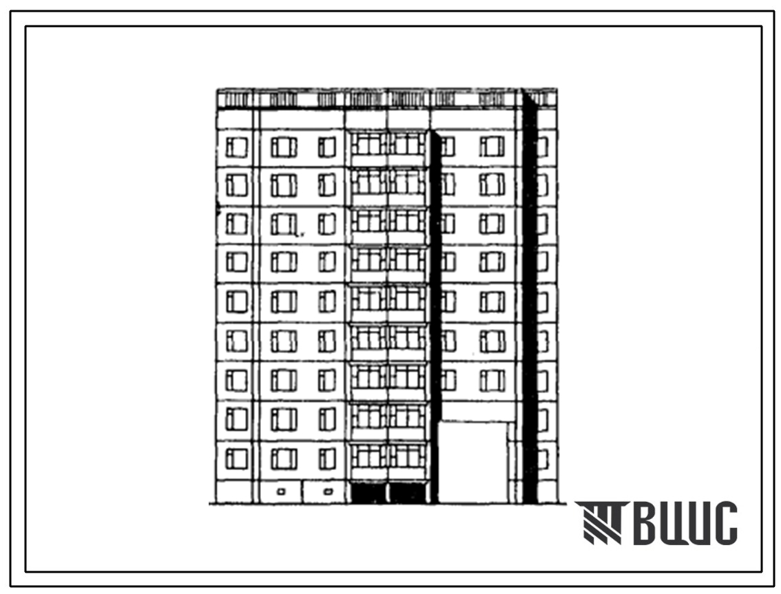 Типовой проект 125-058.13.85 9-этажная блок-секция на 32 квартиры рядовая 2Б.2Б.3Б.3Б с проездом. Для строительства в городах Братске и Усть-Илимске