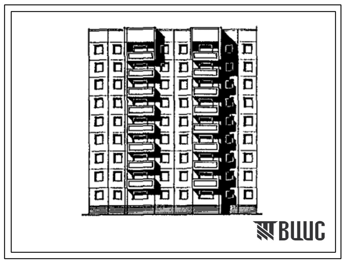 Типовой проект 97-0310.87 Блок-секция 9-этажная 36-квартирная торцовая правая 1-2-3-4