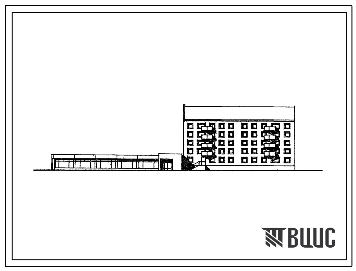 Типовой проект 114-050С.87 Блок-секция 5-этажная 28-квартирная торцовая со встроенно-пристроенным магазином "Товары для молодежи" торговой площадью 650 м2 в конструкциях серии 1.020.1-2с