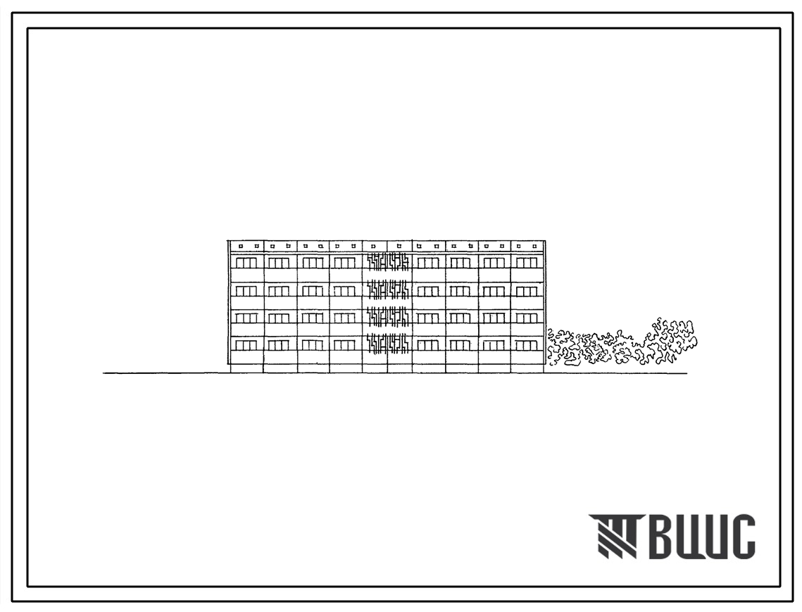 Типовой проект 76-033П Крупнопанельная четырехэтажная галерейная блок-секция на 32 квартиры (однокомнатных 1А-24, двухкомнатных 2А-8). Для строительства в 4А и 4Г климатических подрайонах на грунтах 2 типа просадочности.