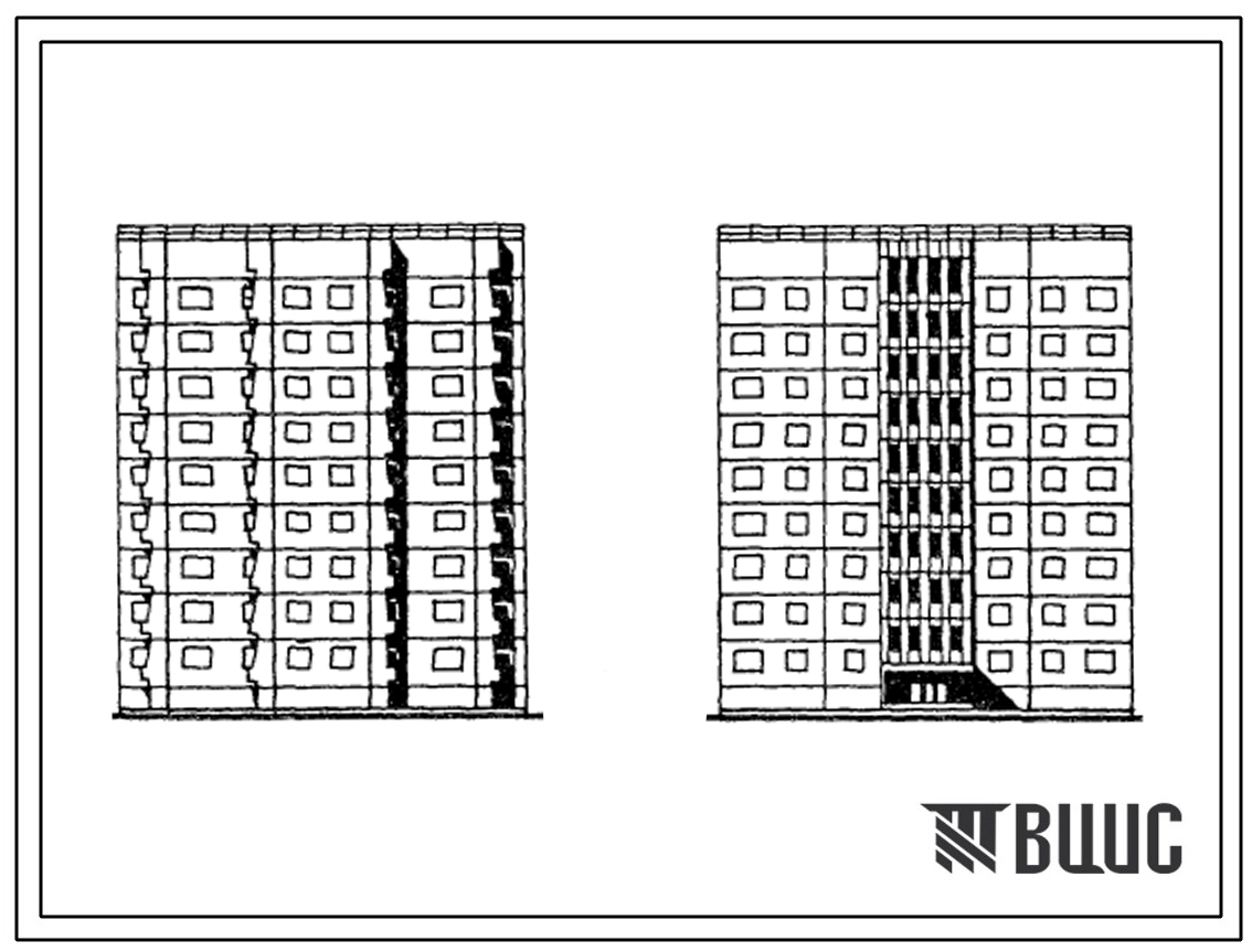 Типовой проект 93-045.13.86 Блок-секция рядовая 9-этажная 36-квартирная 2Б-2Б-3Б-3Б для г. Мурманска и Мурмаской области