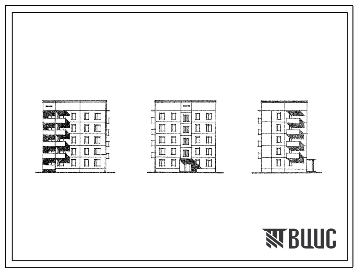 Типовой проект 125-011/1.2 5-этажная 15-квартирная торцовая (правая) блок-секция 1Б-2Б-4Б