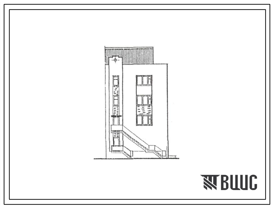 Фасады Типовой проект 000-957с.93 Блок-секция 4-этажная 2-квартирная левая (4Л) со стенами из кирпича (3Б, 5Б)