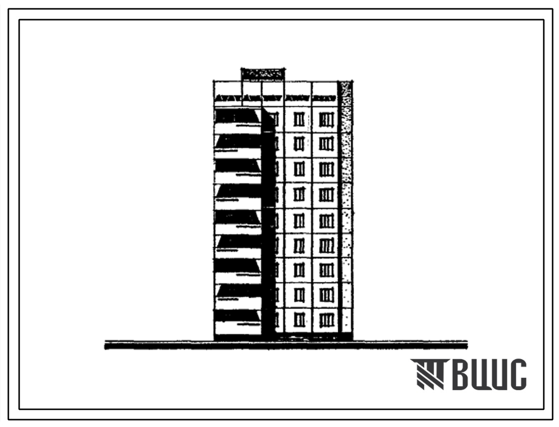 Типовой проект 76-073с/1 Девятиэтажная блок-секция торцевая правая на 27 квартир (однокомнатных 1Б-18, трехкомнатных 3А-9). Для строительства в 4А, 4Г климатических подрайонах Узбекской ССР сейсмичностью 8 баллов