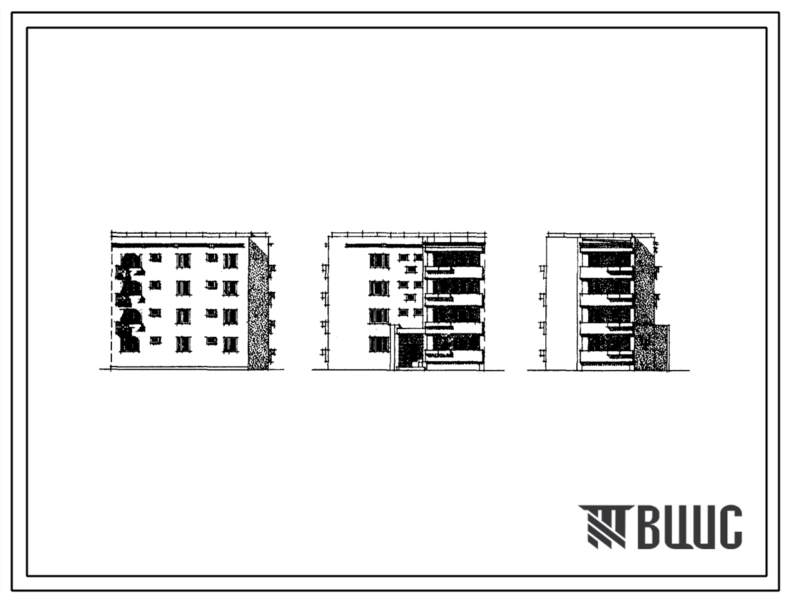 Типовой проект 77-061сп/1 Блок-секция четырехэтажного дома на восемь квартир торцовая правая ( двухкомнатных 2Б — 4, трехкомнатных 3А — 4). Для строительства в IVА и IVГ климатических подрайонах сейсмичностью 8 и 9 баллов на грунтах II типа просадочности.