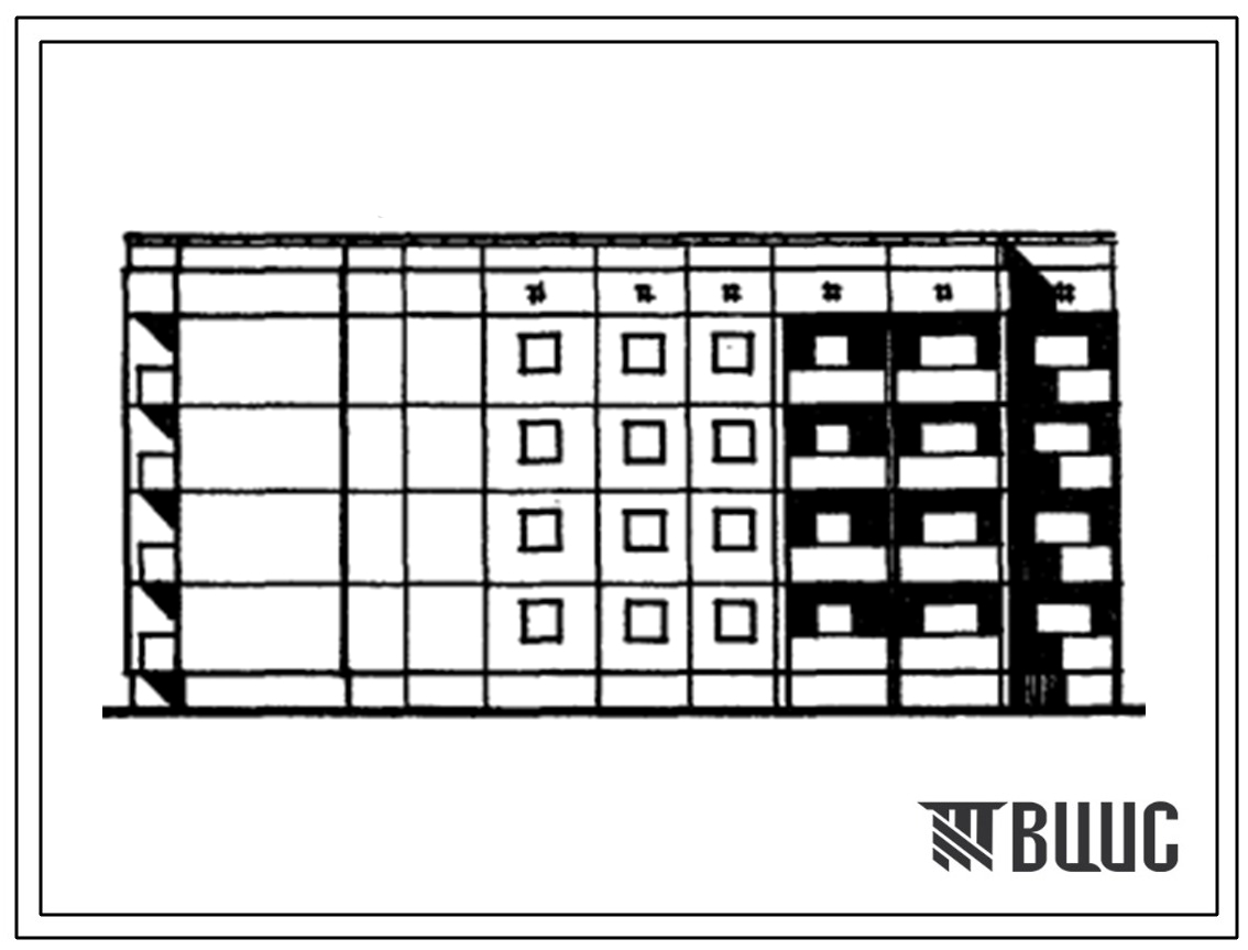 Типовой проект 94-091/1.2 Блок-секция четырехэтажная 24-квартирная угловая 2Б-2Б-3А-3Б-4А.