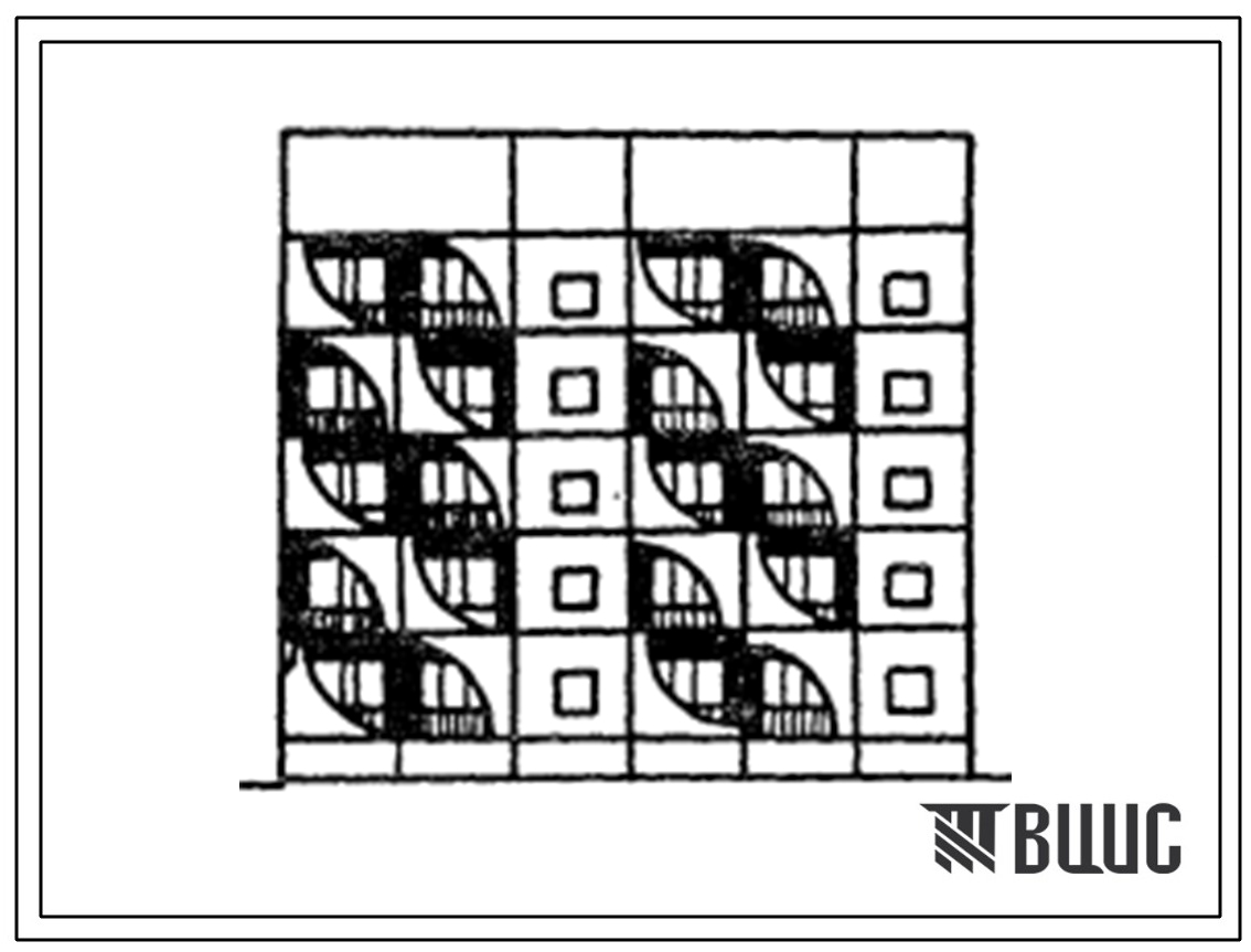 Типовой проект 125-059с.13.86 Блок-секция 5 этажная 15 квартирная торцовая левая 1Б-2Б-5Б (для Дагестанской АССР)