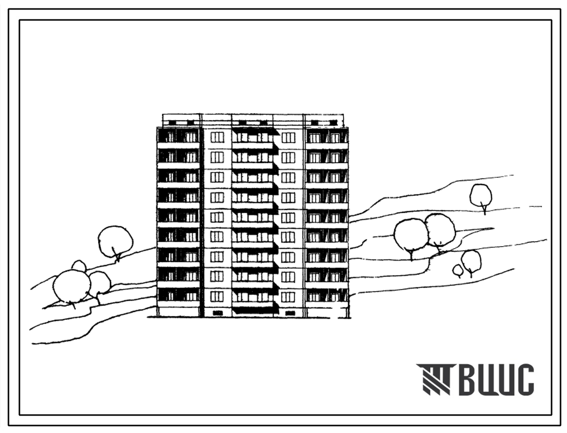 Типовой проект 96-031 9-этажная поворотная блок-секция прямая на 36 квартир (однокомнатных 1А-18, трехкомнатных 3Б-18). Для строительства во 2 и 3 климатических подрайонах, 2В, 3Б и 3В климатических подрайонах Украинской ССР