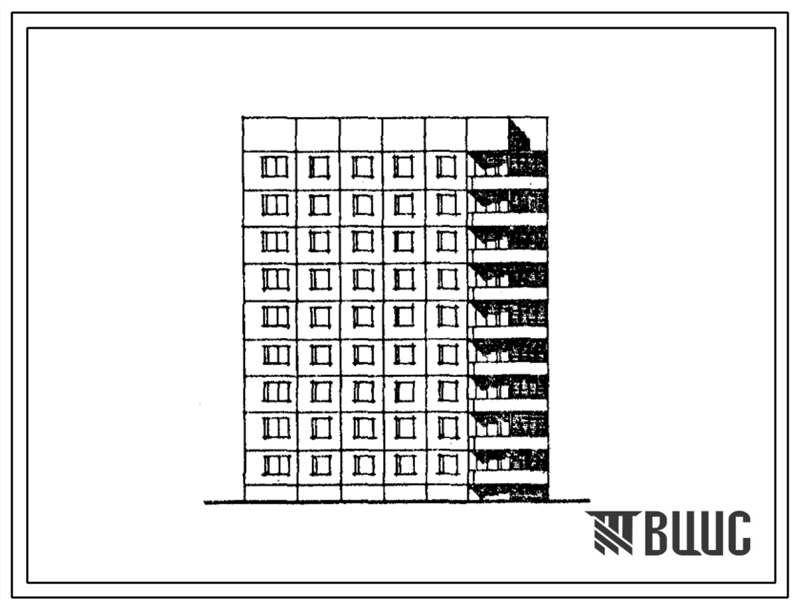Типовой проект 121-016/1.2 Девятиэтажная блок-секция торцевая левая на 36 квартир. Для строительства в городах и поселках городского типа