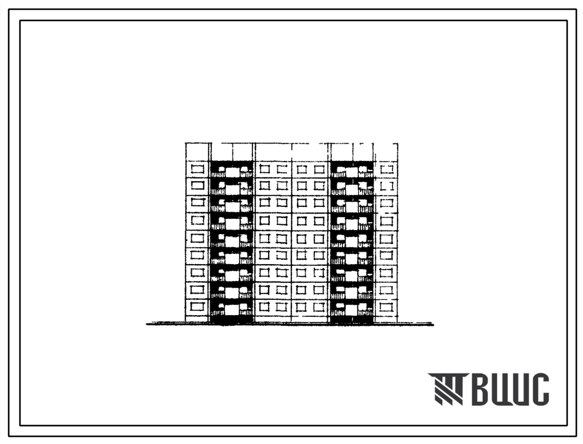Типовой проект 84-038/1 Девятиэтажная блок-секция рядовая для малосемейных на 72 квартиры (однокомнатных 1А-36, 1Б-18, двухкомнатных 2Б-18). Для строительства в 1В климатическом подрайоне, 2 и 3 климатических районах