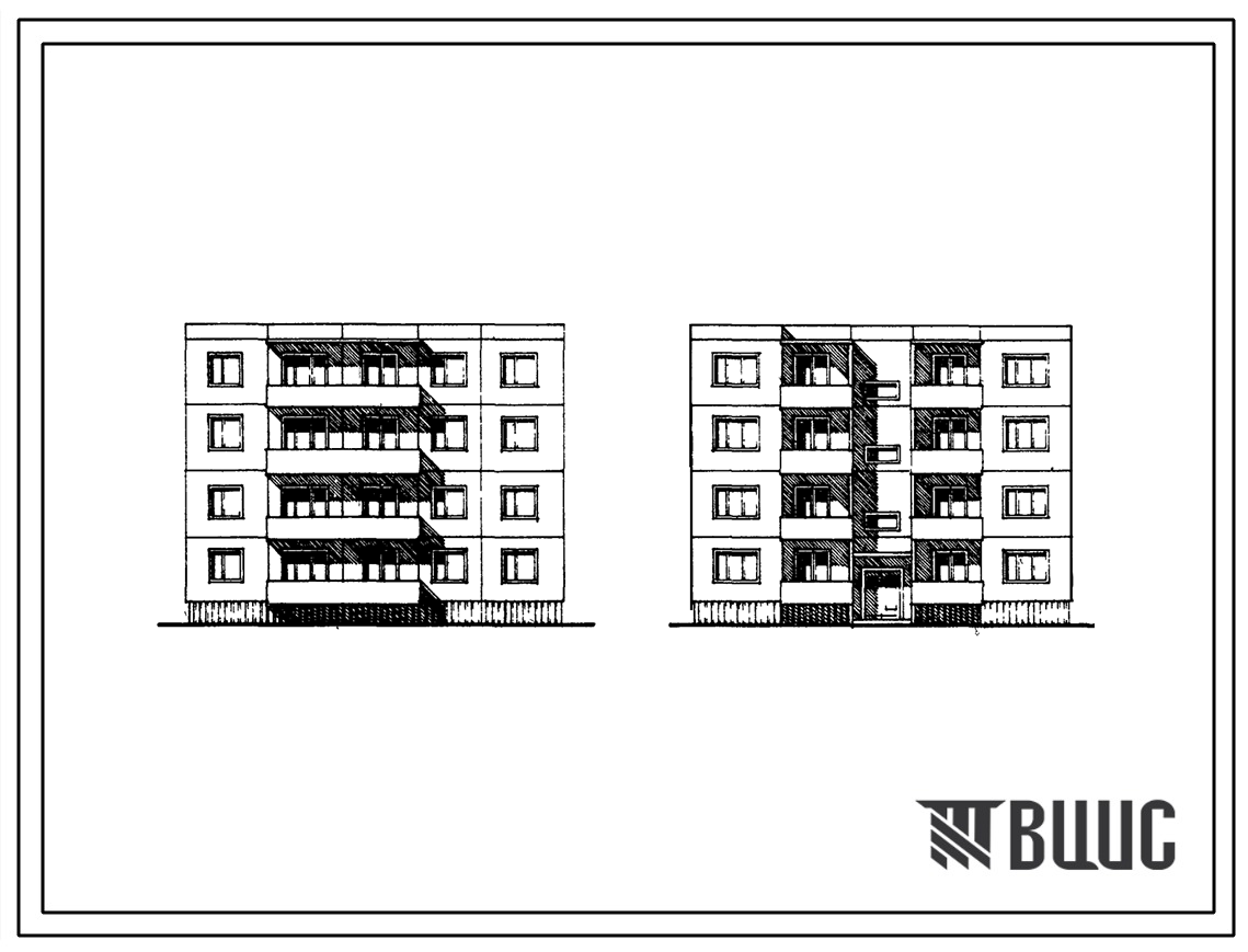 Типовой проект 111-121-39/1 Четырехэтажный односекционный дом на 12 квартир (однокомнатных 1Б-4, двухкомнатных 2Б-4, трехкомнатных 3Б-4). Для строительства в 1В климатическом подрайоне, 2 и 3 климатических районах