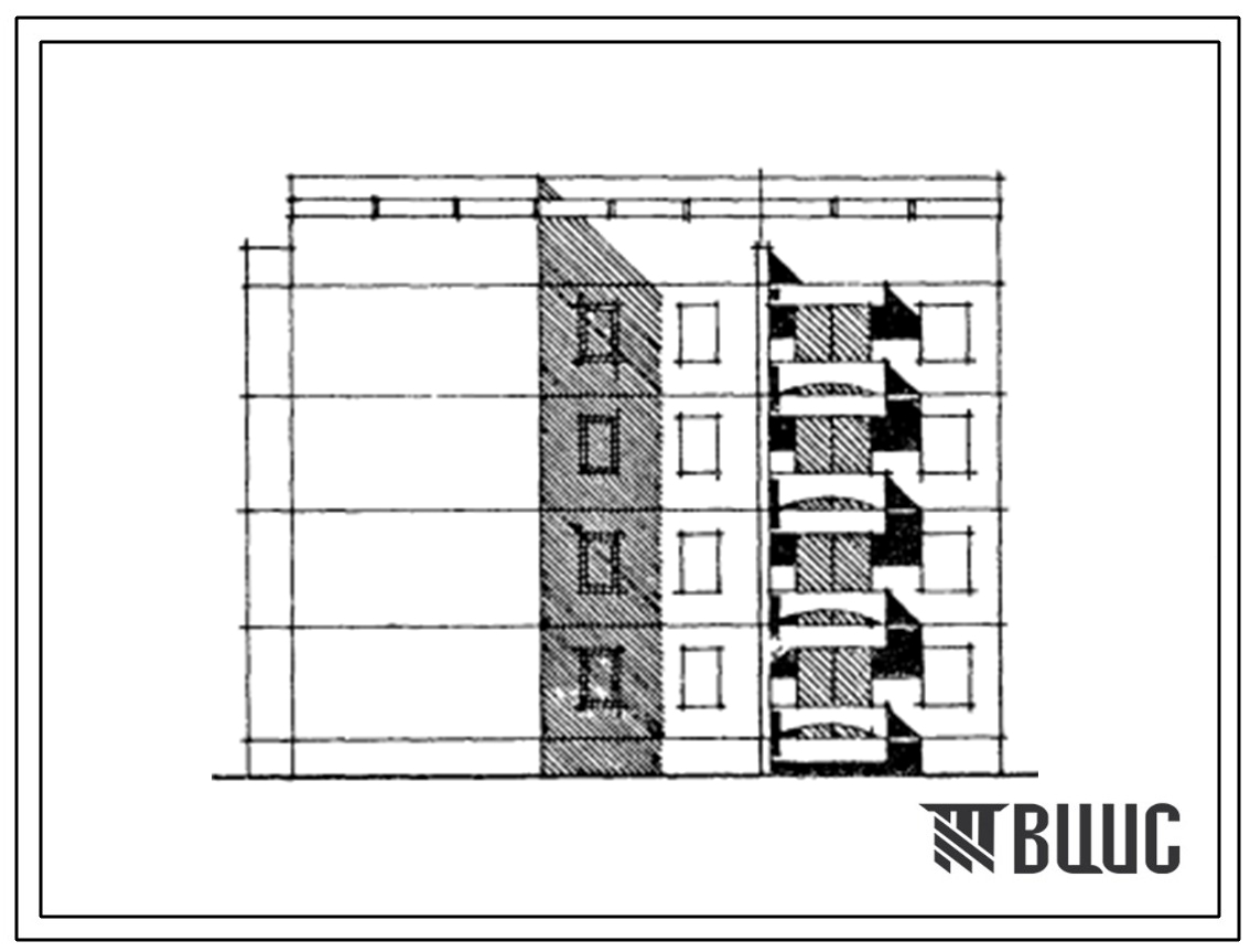 Типовой проект 129-060с.13.87 Блок-секция 4-этажная 12-квартирная лучевая правая 1Б-2Б-3Б (для Армянской ССР)