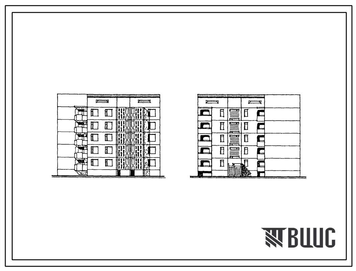 Типовой проект 135-0185с/1.2 5-этажная 10-квартирная угловая с торцевым окончанием блок-секция 2Б-4Б (левая)
