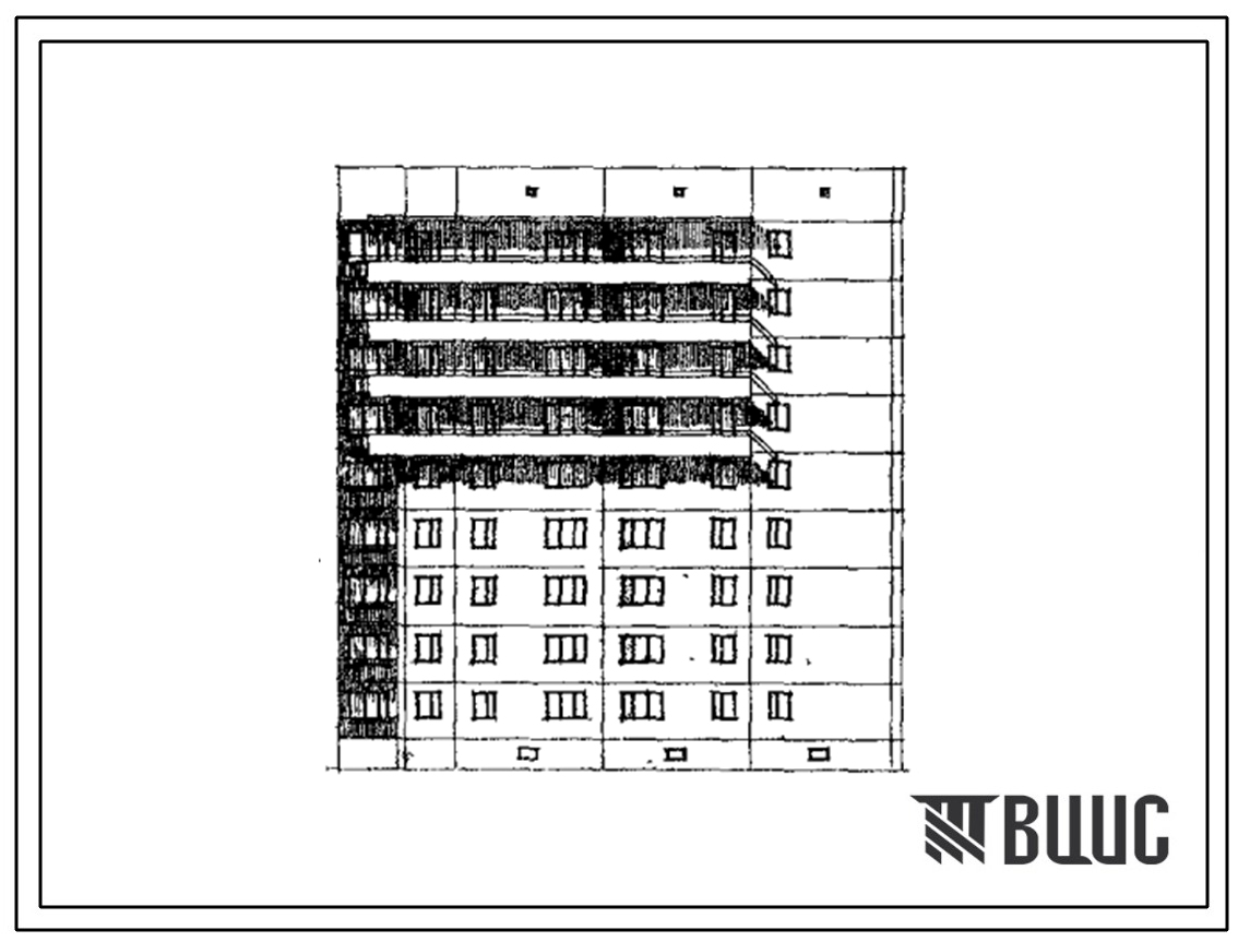 Типовой проект 108-025 Девятиэтажная крупнопанельная блок-секция на 36 квартир торцевая правая (1Б.2Б.3Б.5Б)