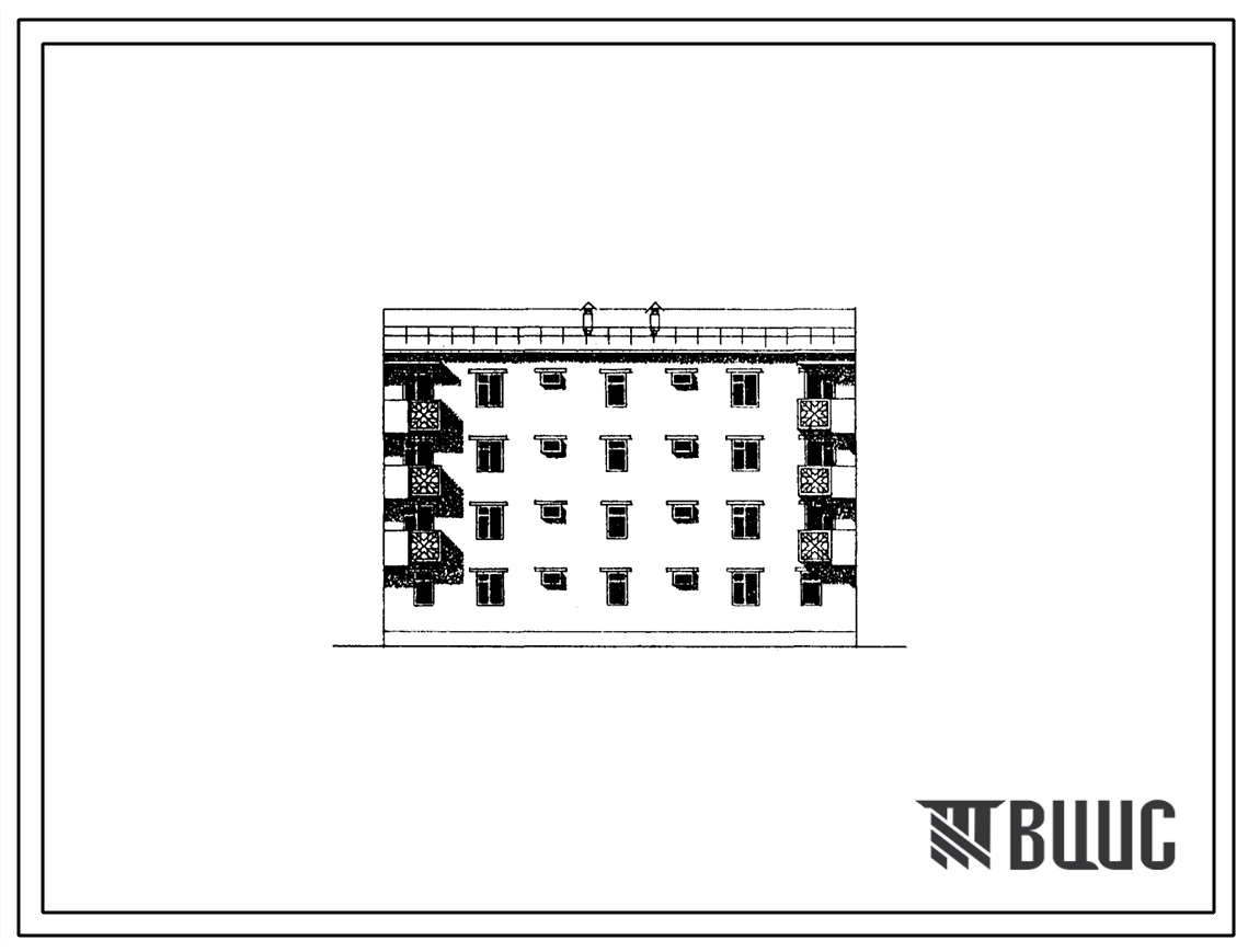 Типовой проект 77-0105сп.86 Четырехэтажная блок-секция рядовая на 8 квартир