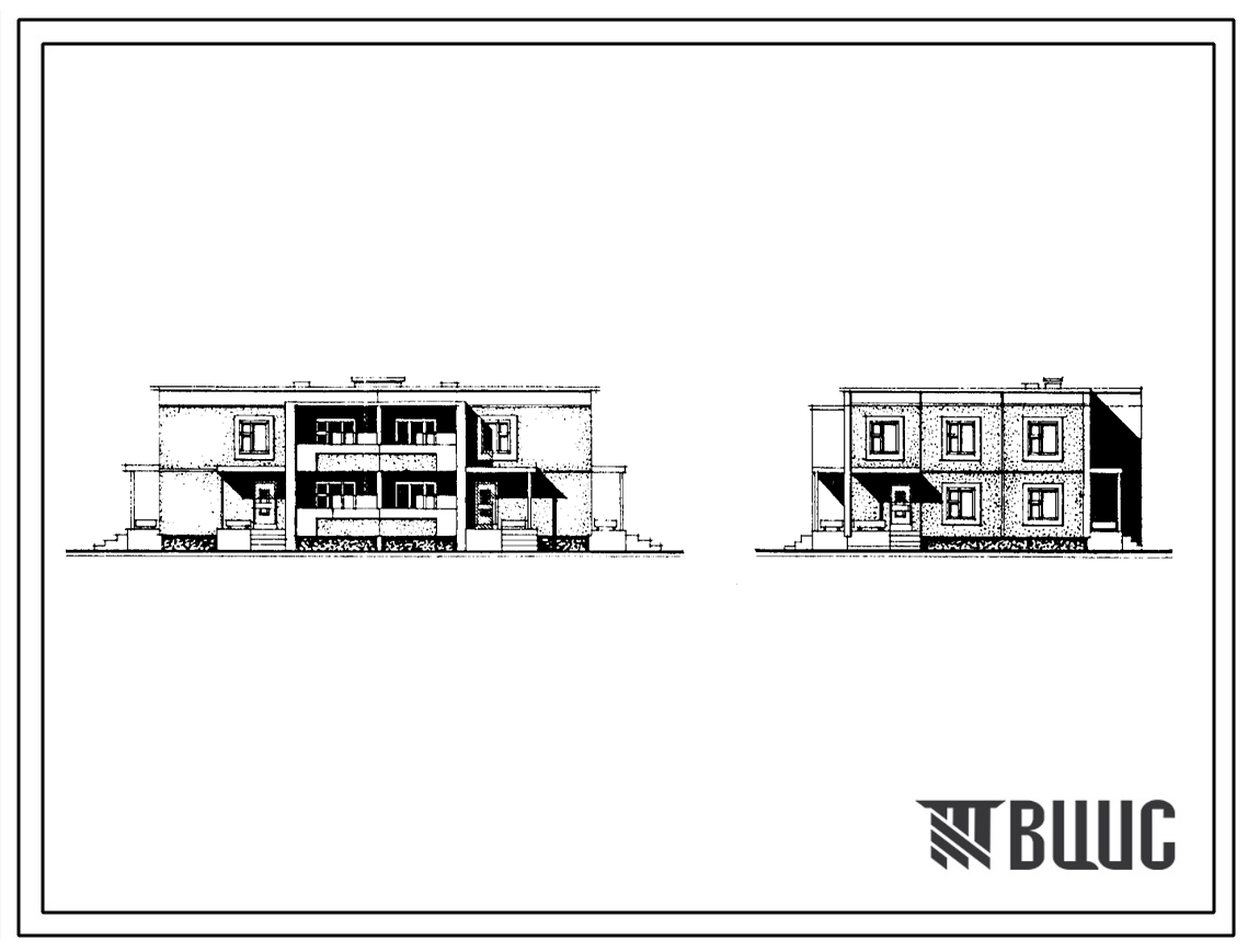 Фасады Типовой проект 171-210-42.86 Двухэтажный жилой дом на 4 трехкомнатные квартиры типа 3Б с раздельными входами в квартиры