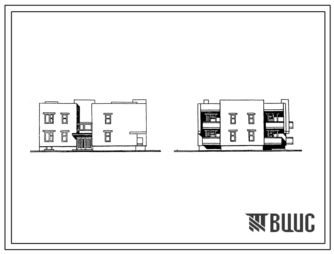 Типовой проект 89-0106.13.86 Двухэтажная торцово-угловая блок-секция на 6 квартир (правая). Для Белорусской ССР