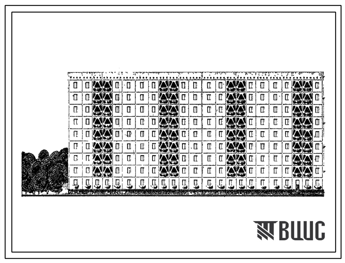 Типовой проект 111-148-1сп Девятиэтажный шестисекционный крупнопанельный жилой дом на 108 квартир (трехкомнатных 3Б-29, четырехкомнатных 4Б-54; пятикомнатных 5Б-25) с шагом поперечных стен 3,0 и 3,9 м для строительства в IVГ климатическом подрайоне сейсми