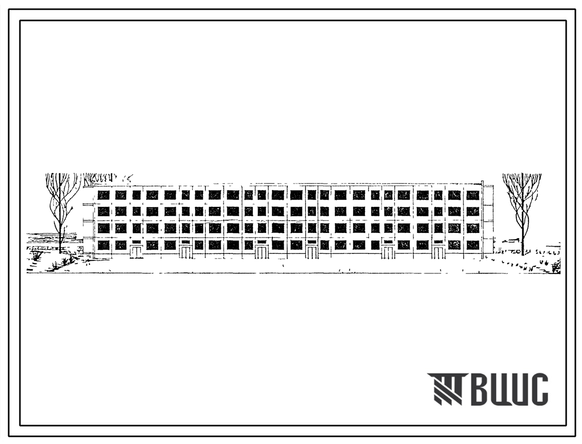 Типовой проект 1Уз-500УСП-6 Четырехэтажный шестисекционный 56-квартирный дом для кооперативного строительства из изделий Ташкентского домостроительного комбината.