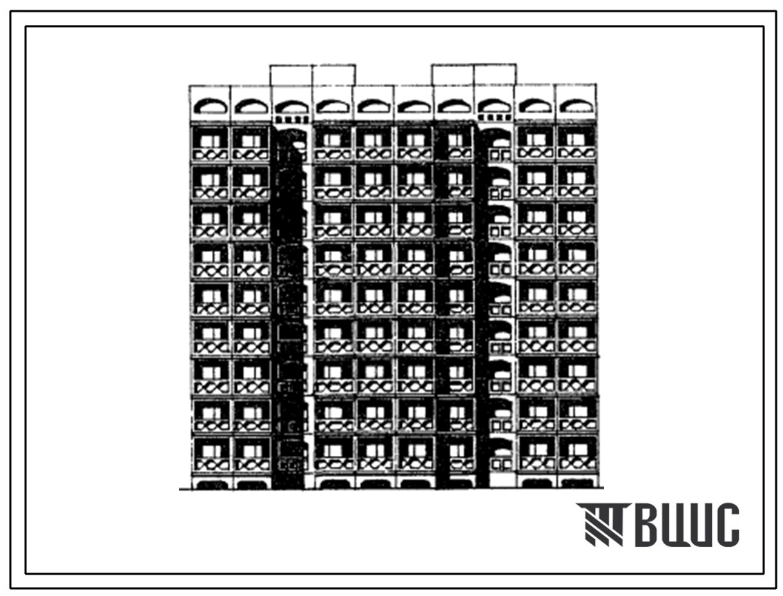 Типовой проект 148-057сп.13.86 Блок-секция 9-этажная 36-квартирная рядовая 4Б-2Б-2Б-4Б (для г. Ташкента)