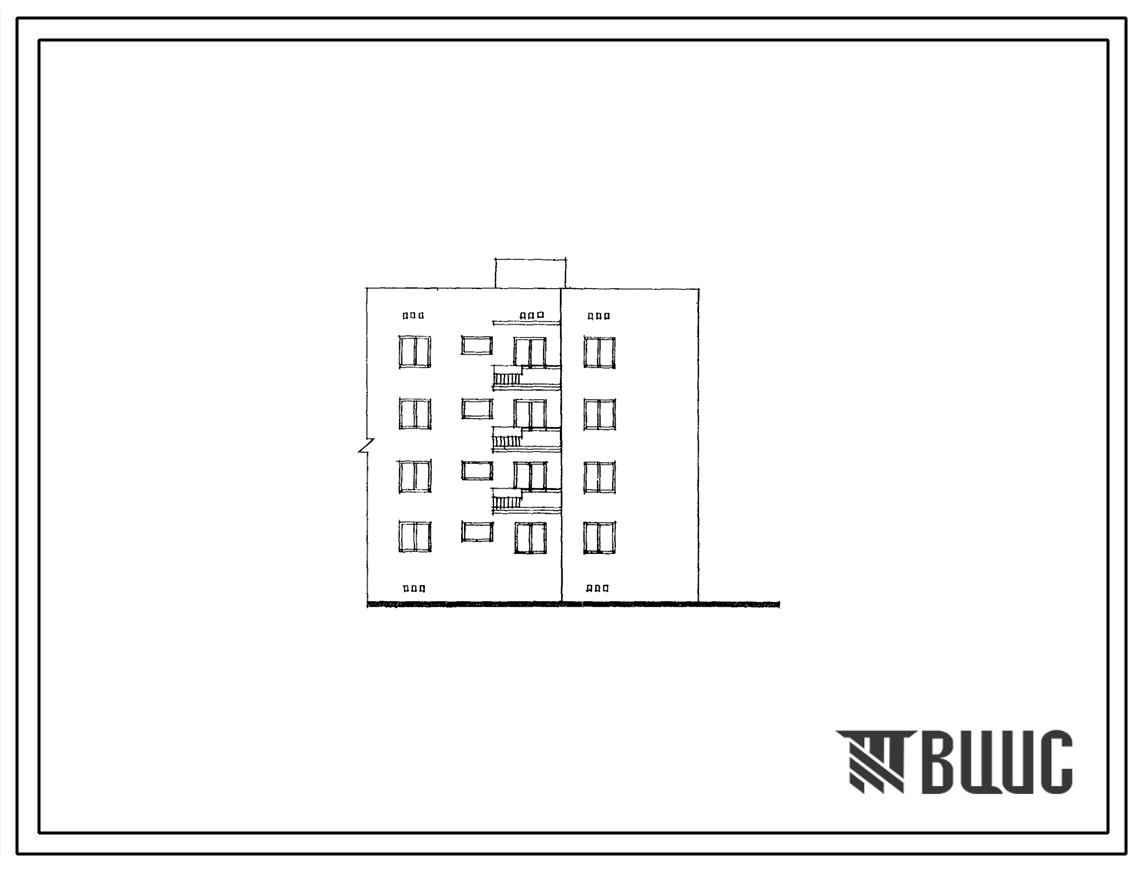 Типовой проект 109-013с Четырехэтажная одинарная блок-секция Т-2Б.4А правая на 8 квартир.