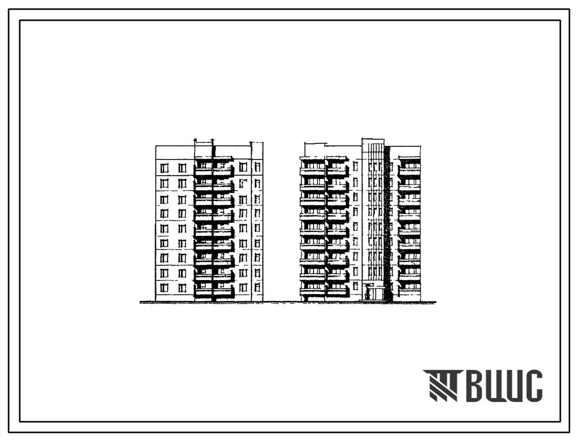 Типовой проект 135-084с Блок-секция девятиэтажная 18-квартирная поворотная с торцевым окончанием (трехкомнатных 3Б-18).