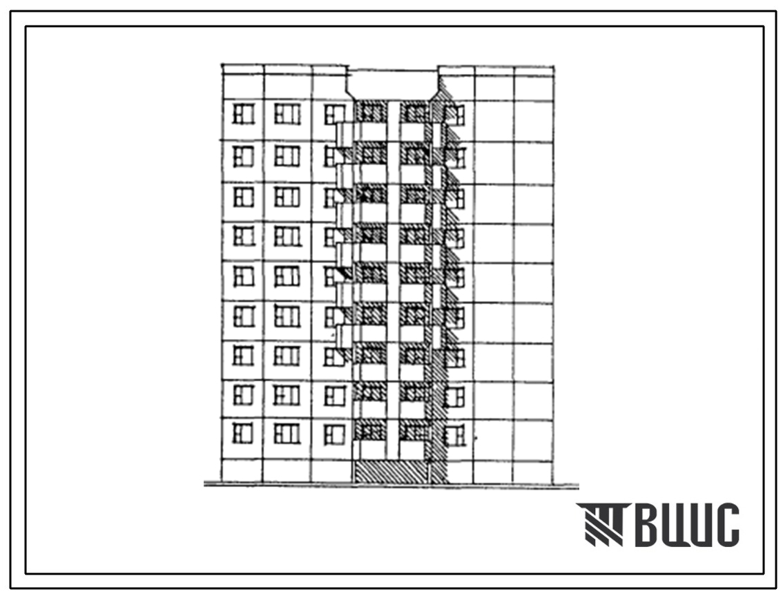 Типовой проект 112-041.86 Крупнопанельные жилые дома. Блок-секция 9-этажная 36-квартирная торцевая правая 2Б.2Б.3Б.4Б